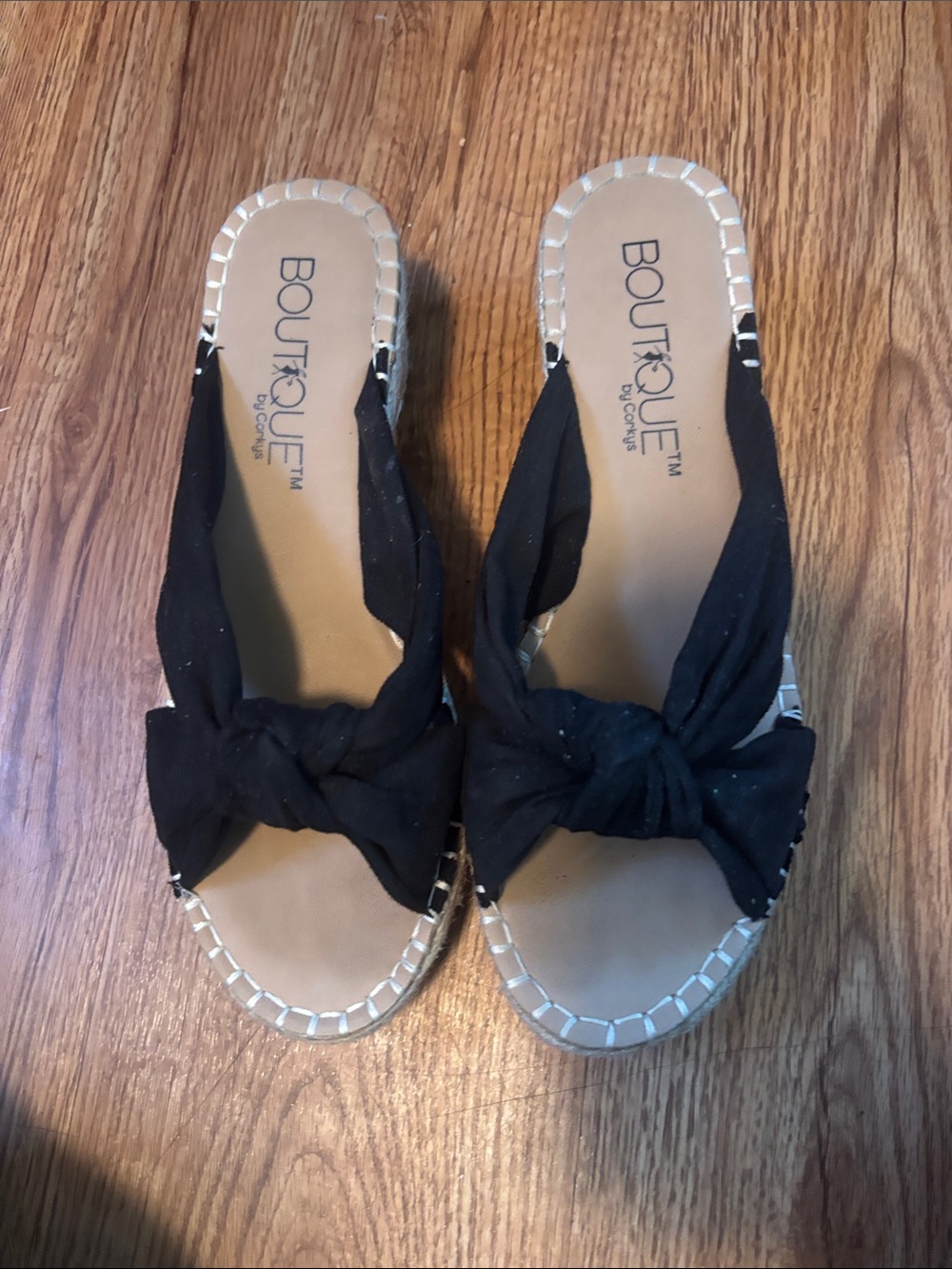 Black Knotted Slide Mules